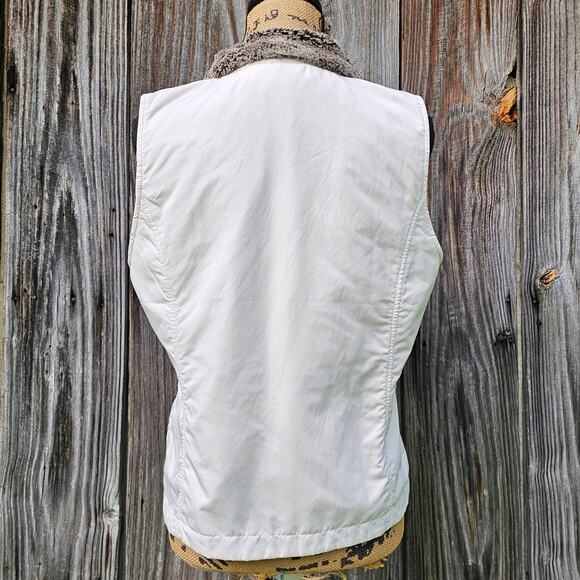 Fur Trim Vest Columbia Quiet Canyon Size M Med White Tan Zip Front Reversible - Picture 4 of 13